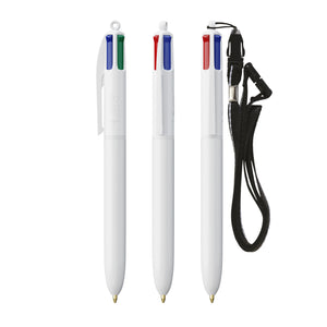 BIC® 4 Colours® con laccetto personalizzata — Bianco