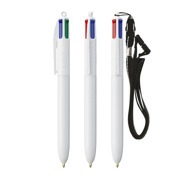 BIC® 4 Colours® con laccetto personalizzata — Bianco