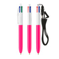 BIC® 4 Colours® con laccetto personalizzata — Bianco - rosa