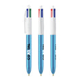 BIC® 4 Colours® Shine personalizzata — Bianco/Blu Metallico (esempio di personalizzazione)