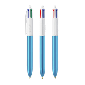BIC® 4 Colours® Shine personalizzata — Bianco/Blu Metallico