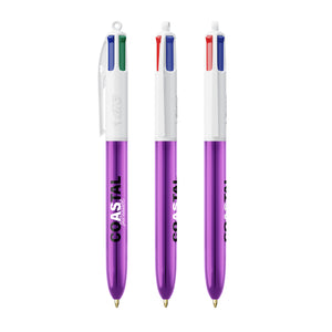 BIC® 4 Colours® Shine personalizzata — Bianco/Metallic Purple (esempio di personalizzazione)