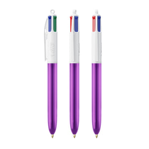 BIC® 4 Colours® Shine personalizzata — Bianco/Metallic Purple