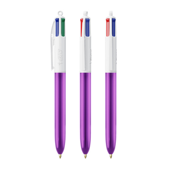 BIC® 4 Colours® Shine personalizzata — Bianco/Metallic Purple