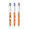 BIC® 4 Colours® Shine personalizzata — Bianco - oro rosa (esempio di personalizzazione)