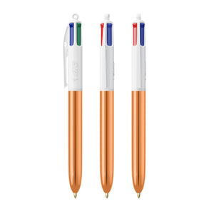 BIC® 4 Colours® Shine personalizzata — Bianco - oro rosa