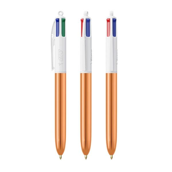 BIC® 4 Colours® Shine personalizzata — Bianco - oro rosa