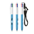 BIC® 4 Colours® Shine con laccetto personalizzata — Bianco/Blu Metallico (esempio di personalizzazione)