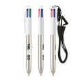 BIC® 4 Colours® Shine con laccetto personalizzata — Bianco/Metallic Silver (esempio di personalizzazione)