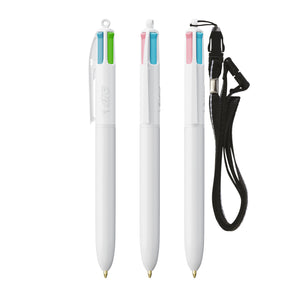BIC® 4 Colours® Fashion con laccetto personalizzata — Bianco