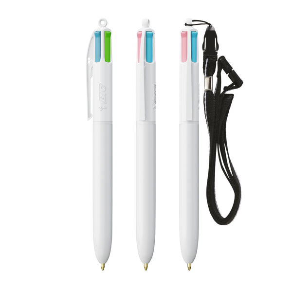 BIC® 4 Colours® Fashion con laccetto personalizzata — Bianco