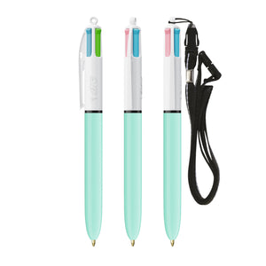 BIC® 4 Colours® Fashion con laccetto personalizzata — Bianco/Blu Chiaro