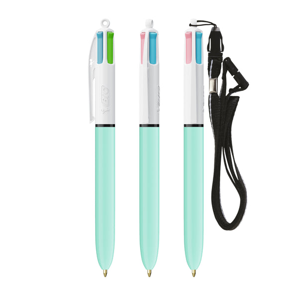 BIC® 4 Colours® Fashion con laccetto personalizzata — Bianco/Blu Chiaro
