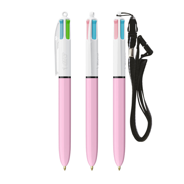 BIC® 4 Colours® Fashion con laccetto personalizzata — Bianco/Viola Pastello