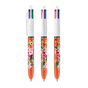 BIC® 4 Colours® Fine personalizzata — Bianco/Arancio (esempio di personalizzazione)