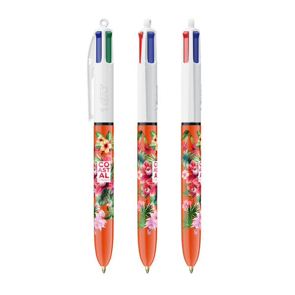 BIC® 4 Colours® Fine personalizzata — Bianco/Arancio (esempio di personalizzazione)