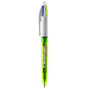BIC® 4 Colours® Fluo personalizzata — Clear Giallo (esempio di personalizzazione)