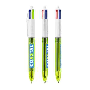 BIC® 4 Colours® Fluo personalizzata — Clear Giallo (esempio di personalizzazione)