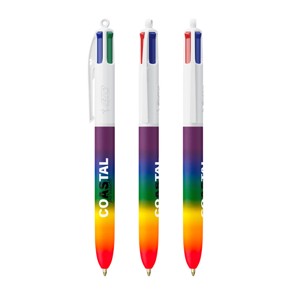 BIC® 4 Colours® Rainbow Decor personalizzata — Bianco/Arcobaleno (esempio di personalizzazione)