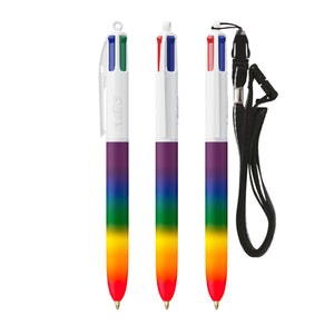 BIC® 4 Colours® Rainbow Decor con laccetto personalizzata — Bianco/Arcobaleno