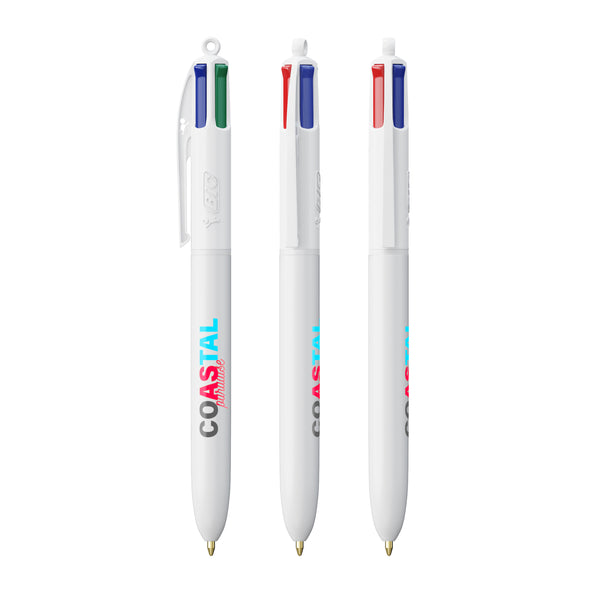 BIC® 4 Colours® ECO personalizzata — Bianco Riciclato (esempio di personalizzazione)