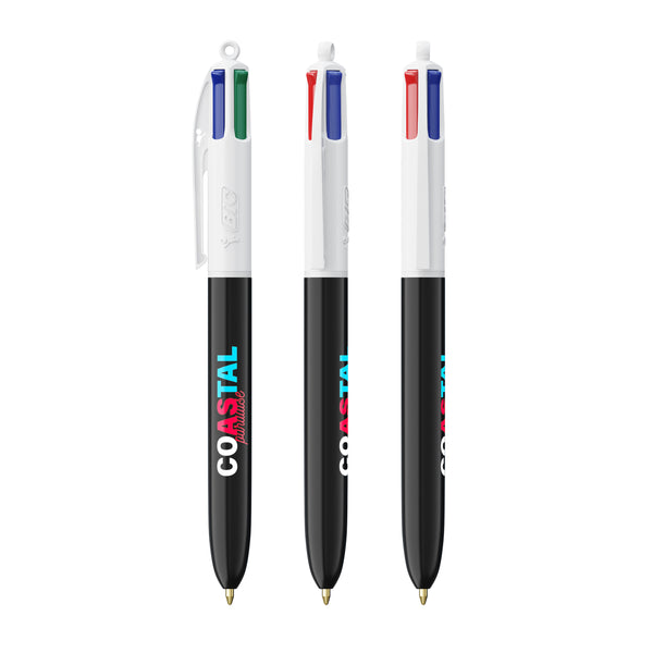 BIC® 4 Colours® ECO personalizzata — Bianco/nero ECO (esempio di personalizzazione)