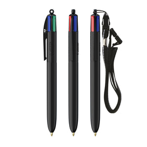 BIC® 4 Colours® ECO con laccetto personalizzata — Nero Riciclato