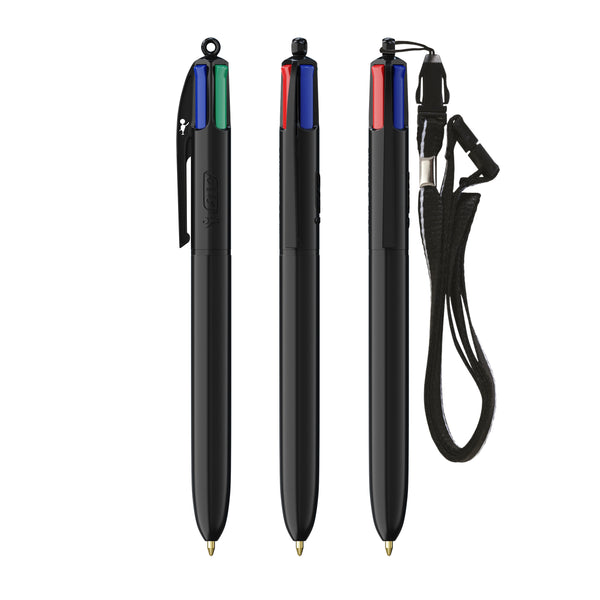 BIC® 4 Colours® ECO con laccetto personalizzata — Nero Riciclato