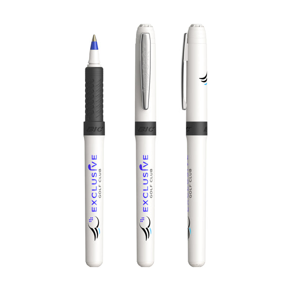 BIC® Grip Roller personalizzata — Bianco - Chrome - Inchiostro blu (esempio di personalizzazione)