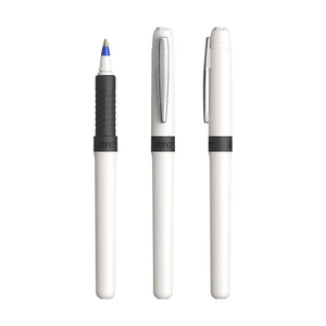 BIC® Grip Roller personalizzata — Bianco - Chrome - Inchiostro blu