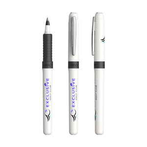 BIC® Grip Roller personalizzata — Bianco - Chrome - Inchiostro nero (esempio di personalizzazione)