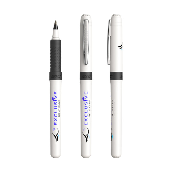 BIC® Grip Roller personalizzata — Bianco - Chrome - Inchiostro nero (esempio di personalizzazione)