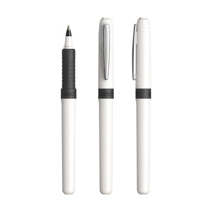 BIC® Grip Roller personalizzata — Bianco - Chrome - Inchiostro nero