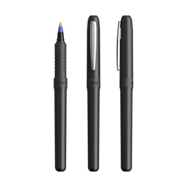 BIC® Grip Roller personalizzata — Inchiostro nero / cromo / blu