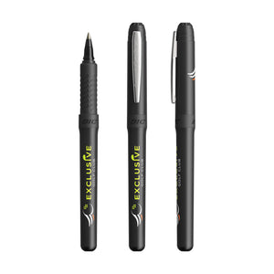 BIC® Grip Roller personalizzata — Inchiostro nero / cromo / nero (esempio di personalizzazione)