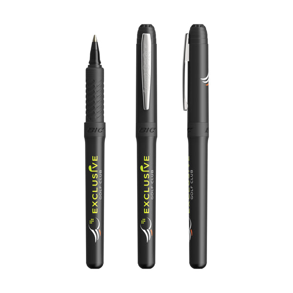 BIC® Grip Roller personalizzata — Inchiostro nero / cromo / nero (esempio di personalizzazione)