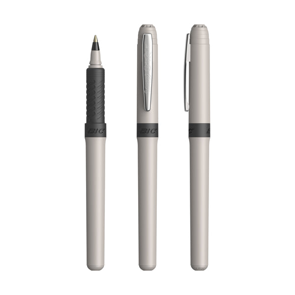 BIC® Grip Roller personalizzata — Gray - Chrome - Black Ink / Inchiostro Nero