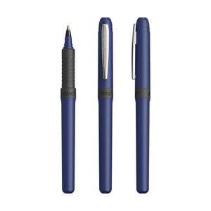 BIC® Grip Roller personalizzata — Navy Blue - Chrome - Black Ink / Inchiostro Nero