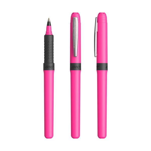 BIC® Grip Roller personalizzata — Pink - Chrome - Black Ink / Inchiostro Nero