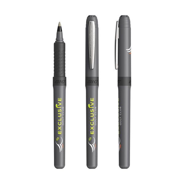 BIC® Grip Roller personalizzata — Grigio scuro - cromo - inchiostro nero (esempio di personalizzazione)