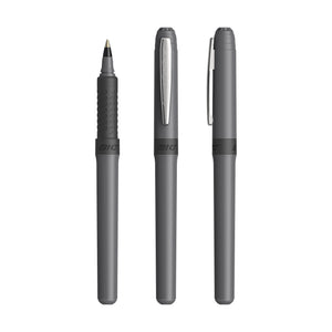 BIC® Grip Roller personalizzata — Grigio scuro - cromo - inchiostro nero