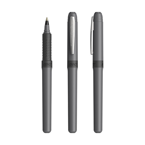 BIC® Grip Roller personalizzata — Grigio scuro - cromo - inchiostro nero