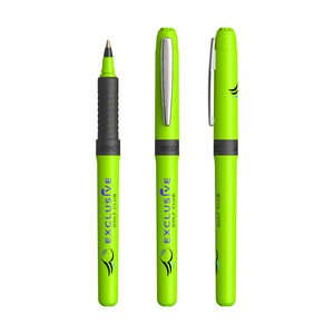 BIC® Grip Roller personalizzata — Verde / cromo / cromo / Inchiostro nero (esempio di personalizzazione)