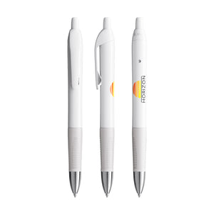 BIC® Intensity® Gel Clic personalizzata — Bianco / Bianco / Inchiostro Nero (esempio di personalizzazione)