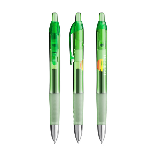 BIC® Intensity® Gel Clic personalizzata — Verde Trasparente / Inchiostro Nero (esempio di personalizzazione)