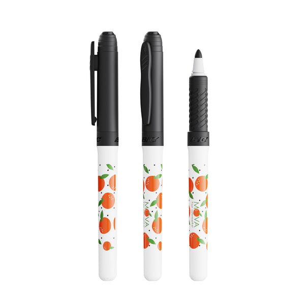 BIC® Velleda® pennarello per lavagna Grip personalizzato — Bianco/Nero / Inchiostro Nero (esempio di personalizzazione)