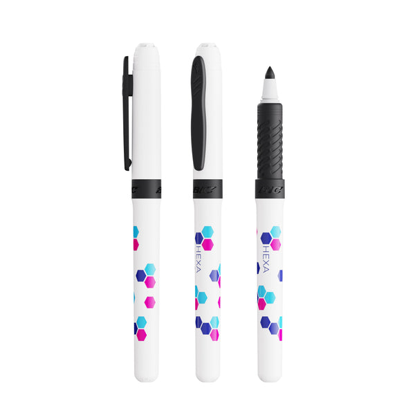 BIC® Mark-it personalizzato — Bianco/Nero / Inchiostro Nero (esempio di personalizzazione)
