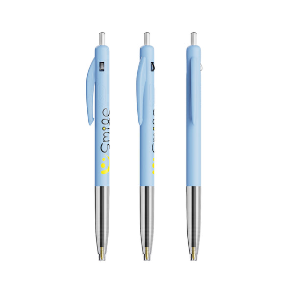 BIC® M10® Clic personalizzata — Azzurro Pastel / Inchiostro Blu (esempio di personalizzazione)