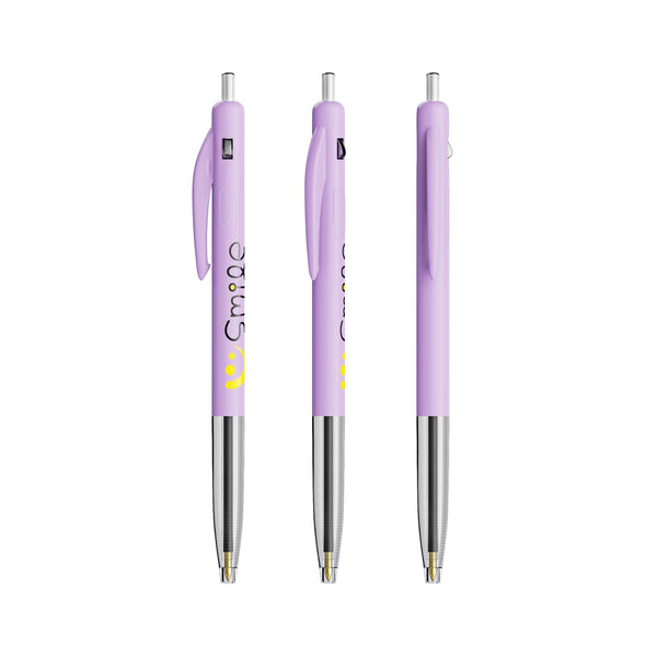 BIC® M10® Clic personalizzata — Viola Pastello / Inchiostro Blu (esempio di personalizzazione)