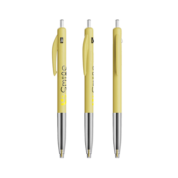 BIC® M10® Clic personalizzata — Giallo Pastello / Inchiostro Blu (esempio di personalizzazione)